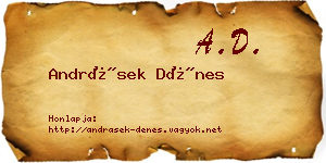 Andrásek Dénes névjegykártya